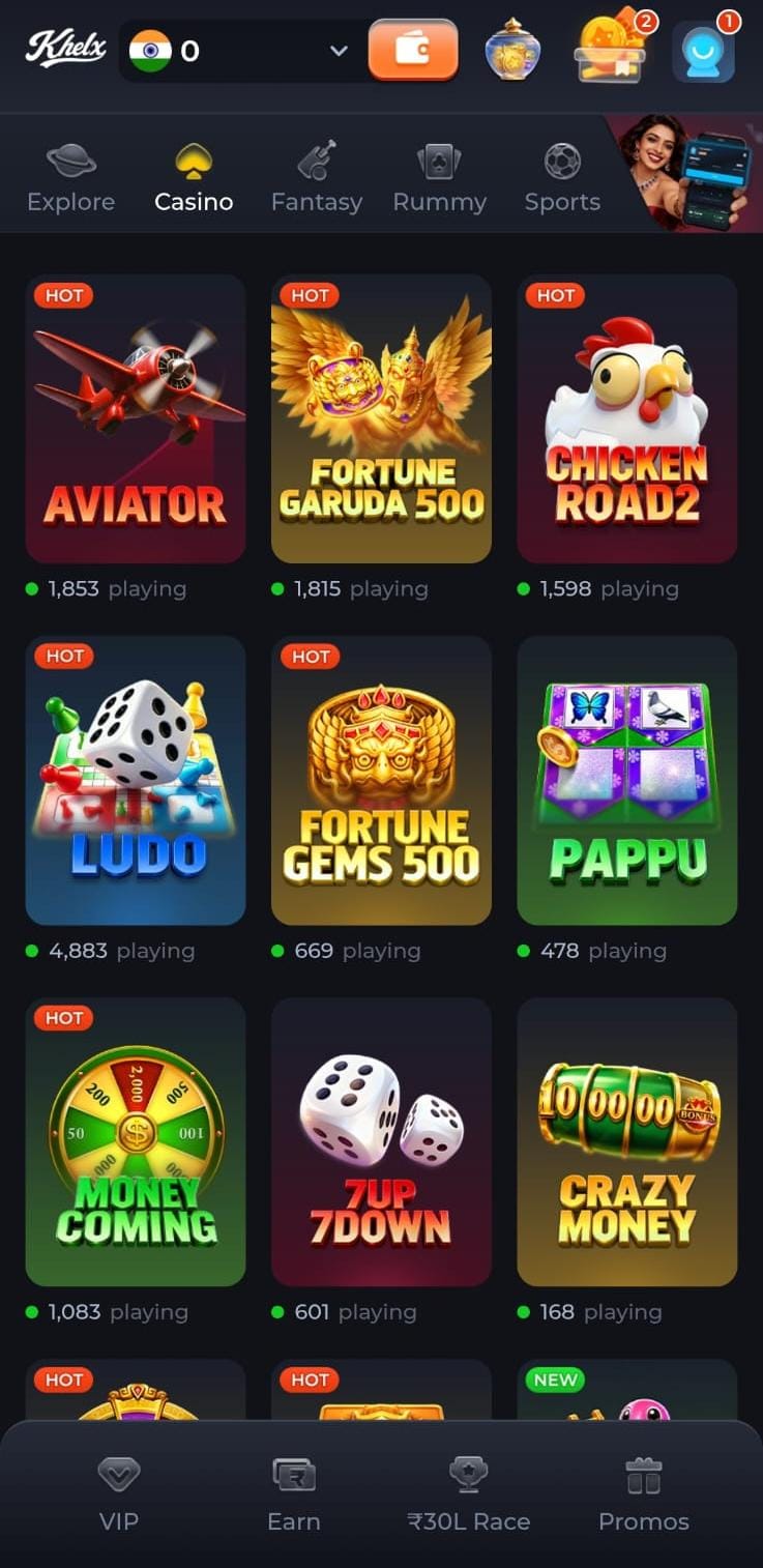 Khelx Game Daily Race screen showing prize pool, player rankings and race rewards